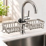 Double rack in stainless steel, clamped to the tap